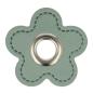 Preview: 1 STÜCK KuNSTLEDER ÖSEN Patch BLUME DUSTY MINT - 8mm - SILBER