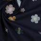 Preview: 0,5 MTR. BESTICKTE DAISY BLÜMCHEN BAUMWoLLE - NAVY