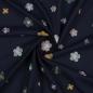 Preview: 0,5 MTR. BESTICKTE DAISY BLÜMCHEN BAUMWoLLE - NAVY