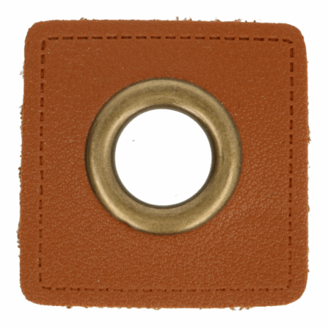 1 STÜCK KuNSTLEDER ÖSEN Patch BRAUN - 11mm - BRONZE