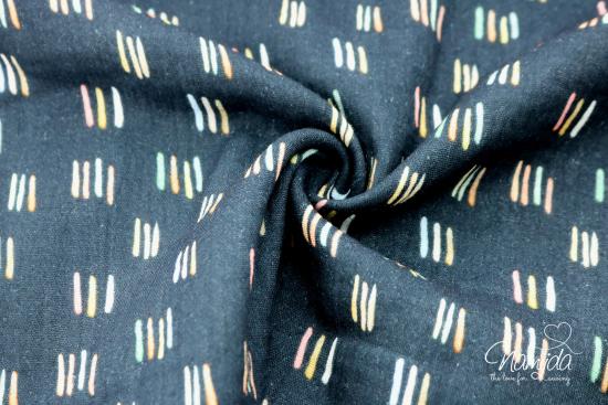 0,5 MTR. ♥ MUSSELIN DOUBLE GAUZE - CoLoRFuL STRoKeS - NAVY ♥