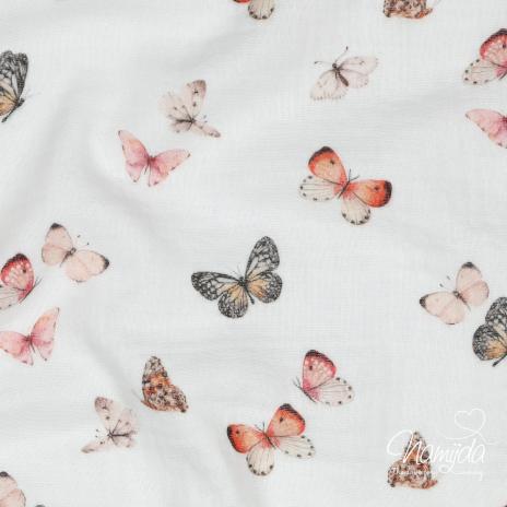 0,5 MTR. ♥ MUSSELIN PASTELL BUTTERFLYS SCHMETTERLINGE ♥