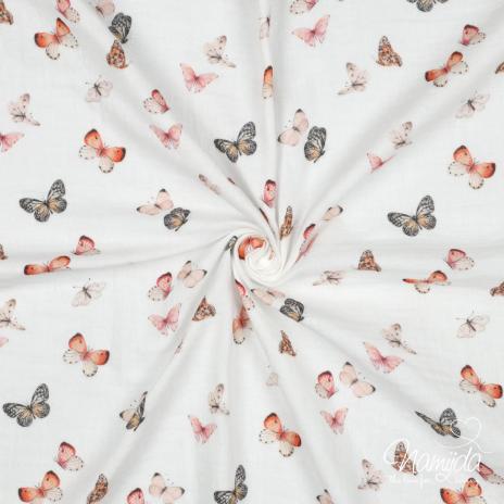 0,5 MTR. ♥ MUSSELIN PASTELL BUTTERFLYS SCHMETTERLINGE ♥