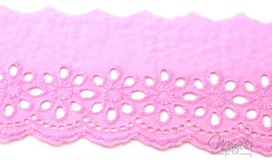 ♥1 Mtr. Wäschespitze - XXL Blütentraum 8cm - ROSA ♥