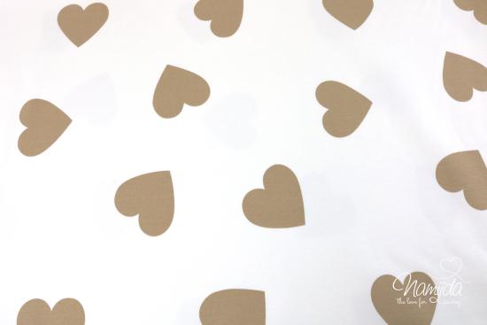 0,5 MTR. ♥ FRENCH TERRY - SOMMERSWEAT HEARTS TAUPE/NATUR ♥