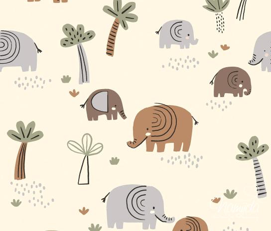 0,5 MTR. ♥ ELEFANTEN SAFARI JERSEY - CREME ♥