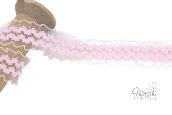 1 MTR. ♥ Elastische Organza Zierspitze - ROSE - 30mm ♥