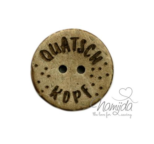 1 Stück ♥ EIGENPRODUKTION KOKOSKNOPF QUATSCH KOPF - HOLZKNOPF - 22 mm ♥