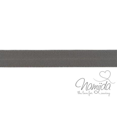 1 MTR. ♥ Elastisches Einfassband MATT - DuNKLES TAUPE - 20mm ♥