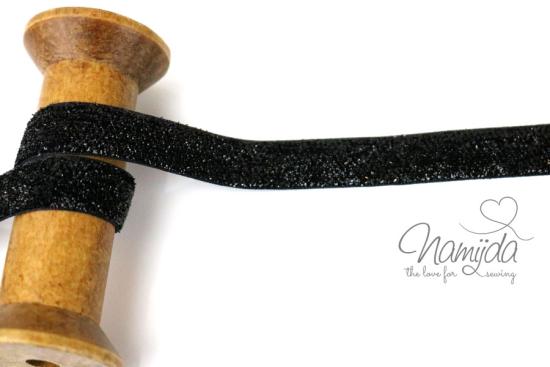 1 MTR. ♥ LUREX GLiTZERBAND SCHwARZ - 15mm ♥