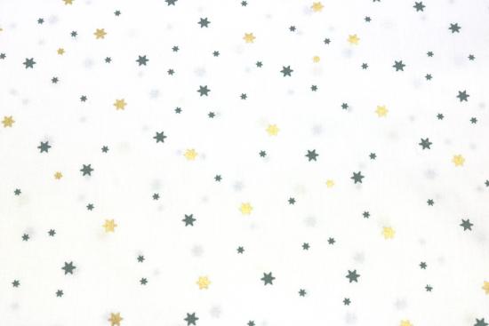 0,5 MTR. ♥ FOIL STARS POPELINE -  GOLD ♥