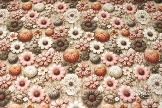 0,5 MTR. KNITTED JERSEY 3D CUTE FLOWERS