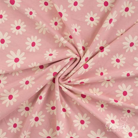 0,5 MTR. ♥ DAISIES ROSE MELANGE JERSEY ♥