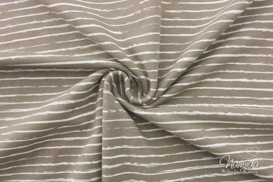 0,5 MTR. ♥ Different Stripes JERSEY - Taupe/Weiss - 0,5CM