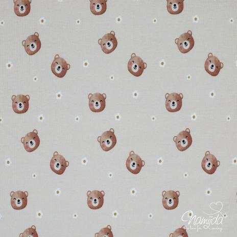 0,5 MTR. ♥ RIPPSTRICK JERSEY HAPPY BEAR & FLOWERS ♥