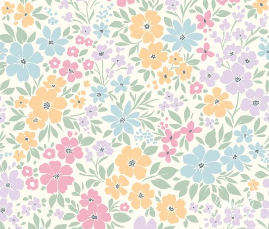 0,5 MTR. PASTELL FLOWERS MULTICOLOR JERSEY