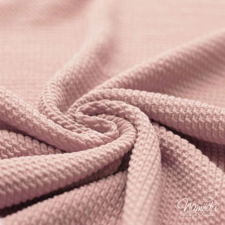 0,5 MTR. ♥ MINI WAFFEL ZOPFMUSTER STRICKJERSEY - HELLROSE ♥