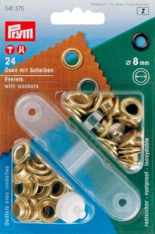 24 PRYM Ösen mit Scheiben - EYELETS - 8mm - GoLD 541375