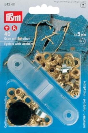 40 PRYM Ösen mit Scheiben - EYELETS - 5mm - GoLD 542411