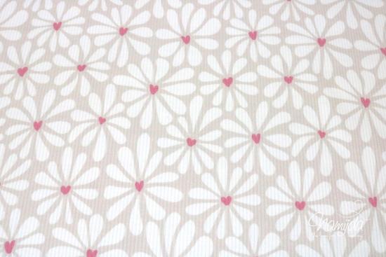 0,5 MTR. ♥ RIPPSTRICK JERSEY LOVE FLOWERS PINK ♥