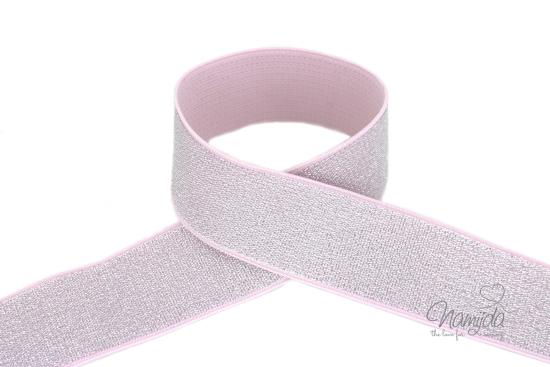 1 MTR. SOFT Glitzer Gummiband 40mm ROSE