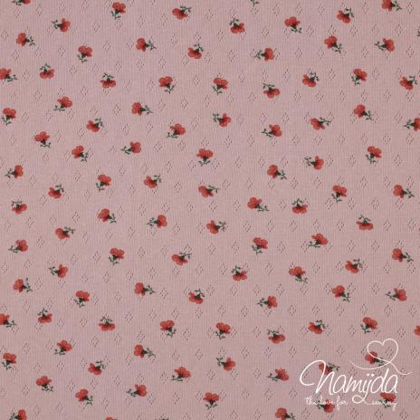 0,5 MTR. ♥ BAUMWOLLJERSEY POINTOILLE FLORES Lochstickerrei ♥