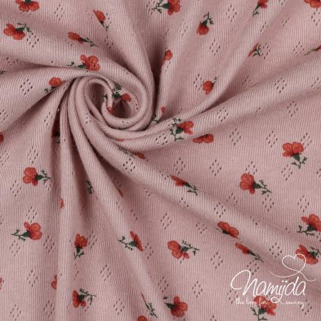 0,5 MTR. ♥ BAUMWOLLJERSEY POINTOILLE FLORES Lochstickerrei ♥