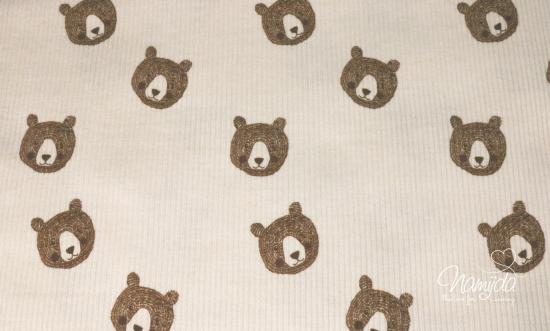 0,5 MTR. ♥ RIPPSTRICK JERSEY  HAPPY BEAR HELLBEIGE ♥