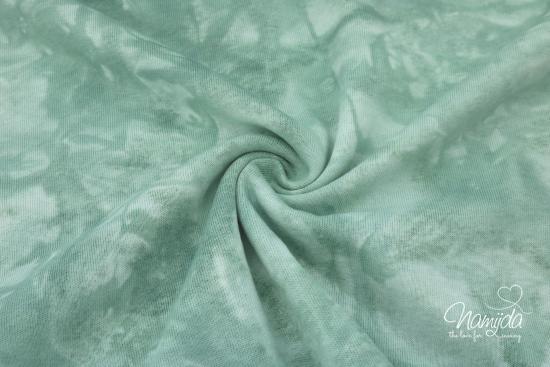 0,5 MTR. WEICHER  BAUMWOLLSWEAT - TIE DYE BATIK -  MINT/DUSTYMINT