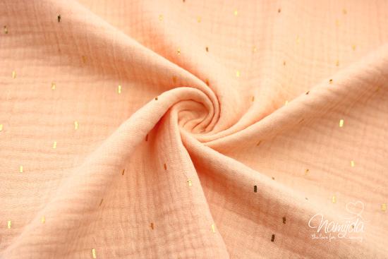 0,5 MTR. ♥ LiTTLE GOLDEN STRiPES  MuSSELIN - APRICOT LIGHT - DouBLE GAUZE ♥