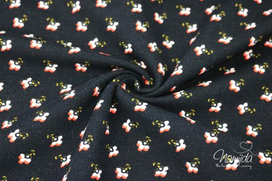 0,5 MTR. SOFT SWEAT LITTLE FLOWERS - SCHWARZ ♥