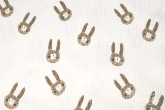 0,5 MTR. ♥ RIPPSTRICK JERSEY  CUTE BUNNIES NATUR ♥