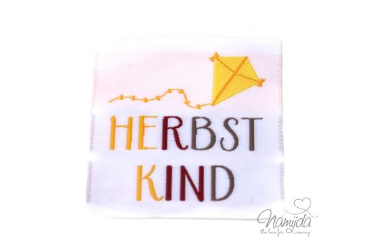 1 STCK. ♥ XL NAMIJDA EP WEBETIKETTEN - HERBSTKIND / HERBSTLIEBE ♥