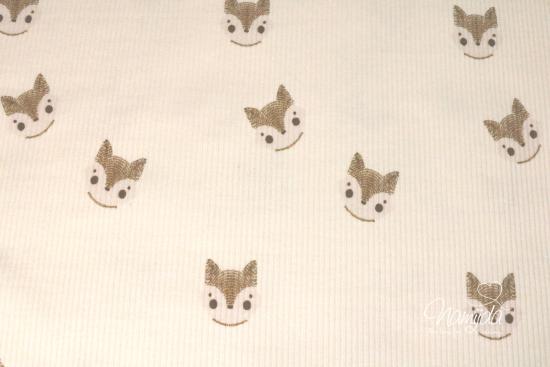 0,5 MTR. ♥ RIPPSTRICK JERSEY  CUTE FOX HELLBEIGE ♥