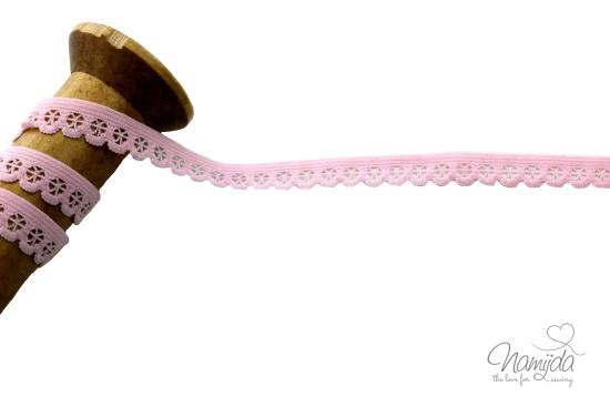 1 MTR. ♥ Elastische Spitze - Ziergummi - ROSE - 1,2cm ♥