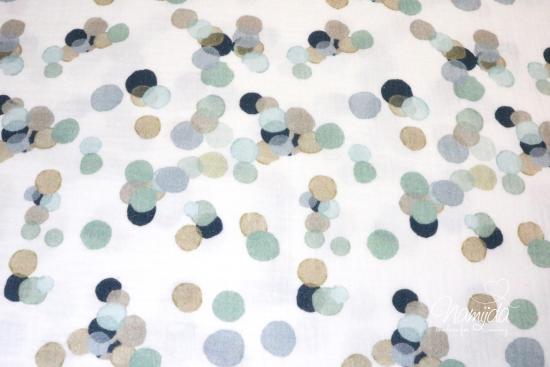 0,5 MTR. ♥ MUSSELIN DOUBLE GAUZE - PASTELL BUBBLE TAUPE/MINT ♥