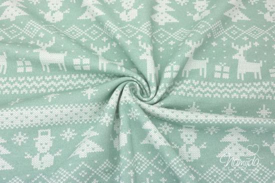 0,5 MTR. ♥ WeiHNACHTSTRAUM  MINT EIGENPRODUKTION - SOFT SWEAT ♥