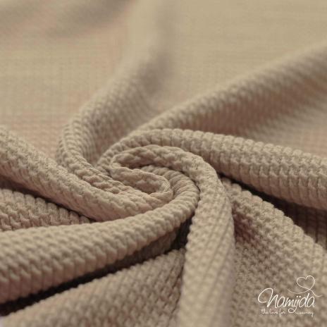 0,5 MTR. ♥ MINI WAFFEL ZOPFMUSTER STRICKJERSEY - WARM BEIGE  ♥