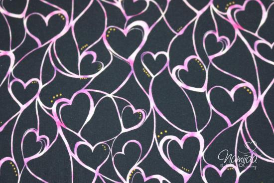 0,5 MTR. ♥ FRENCH TERRY HEARTS NAVY ♥