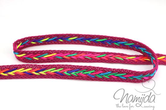 1 MTR. ♥ MuLTICOLOUR ZOPFMuSTER BAND - PINK - 20mm ♥