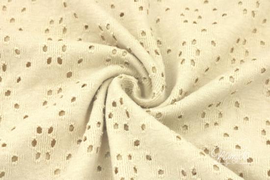 0,5 MTR. ♥ BAUMWOLLJERSEY LOCHSTICKEREI CREME/BEIGE ♥