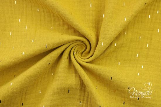 0,5 MTR. ♥ LiTTLE GOLDEN STRiPES  MuSSELIN - SeNF - DouBLE GAUZE ♥