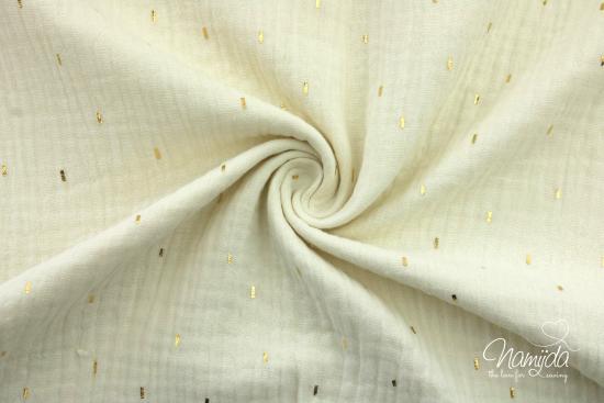 0,5 MTR. ♥ LiTTLE GOLDEN STRiPES  MuSSELIN - NATUR - DouBLE GAUZE ♥