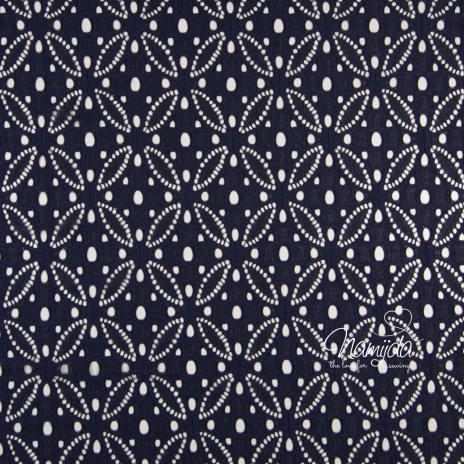 0,5 MTR. ♥ Elastische Spitze ORNAMENT BLüTE - Navy - Spitzenstoff ♥