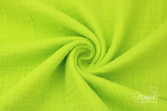 0,5 MTR. ♥ DouBLE GAUZE - Musselin NEON GRÜN - Baumwollstoff ♥