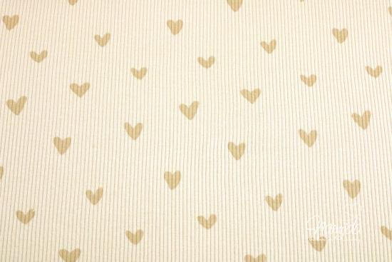 0,5 MTR. ♥ RIPPSTRICK JERSEY HERZEN - CREME ♥