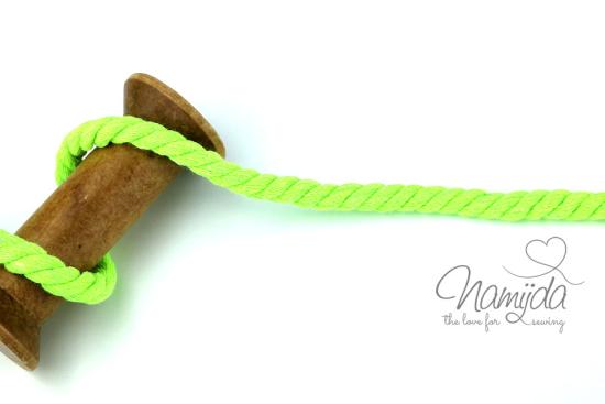 1 MTR. ♥ Gedrehte, weiche Hoodie Kordel - NEON GRüN  - 8mm ♥