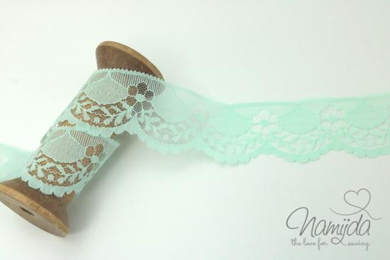 1 MTR. ♥  SPITZENBORTE FLEUR - MINT - 4cm ♥