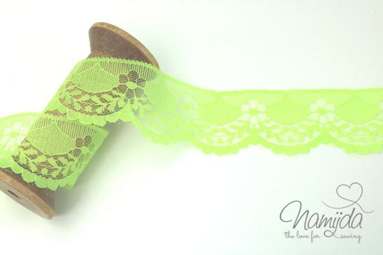 1 MTR. ♥  SPITZENBORTE FLEUR - LIME - 4cm ♥