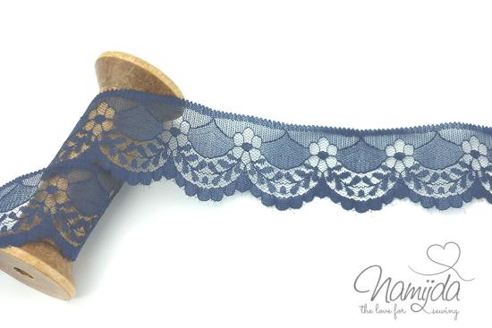 1 MTR. ♥  SPITZENBORTE FLEUR - NAVY - 4cm ♥